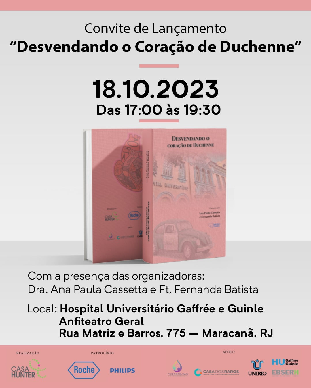 convite lançamento do livro desvendando o coração de Duchenne